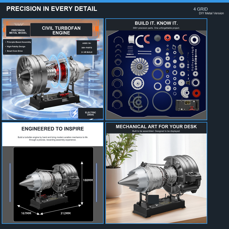 Model Kit Engine - 3D DIY Civil Turbofan Engine Metal