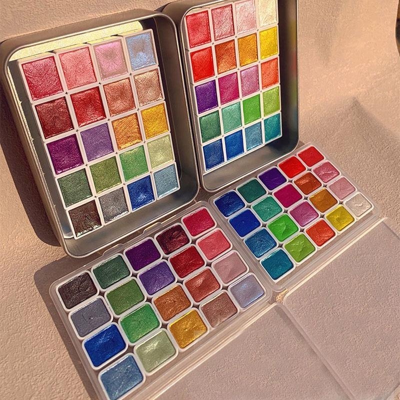 Metallic Paint Set - Pearlescent Paints Portable 20 Colors Solid