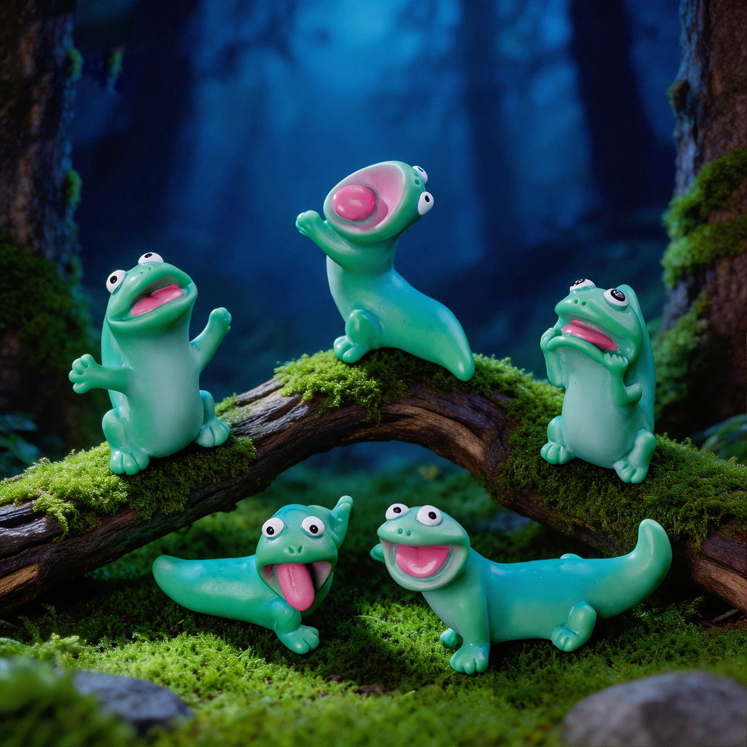 Model Kit Lizard - 5pc Cartoon Funny Green Lizard Car