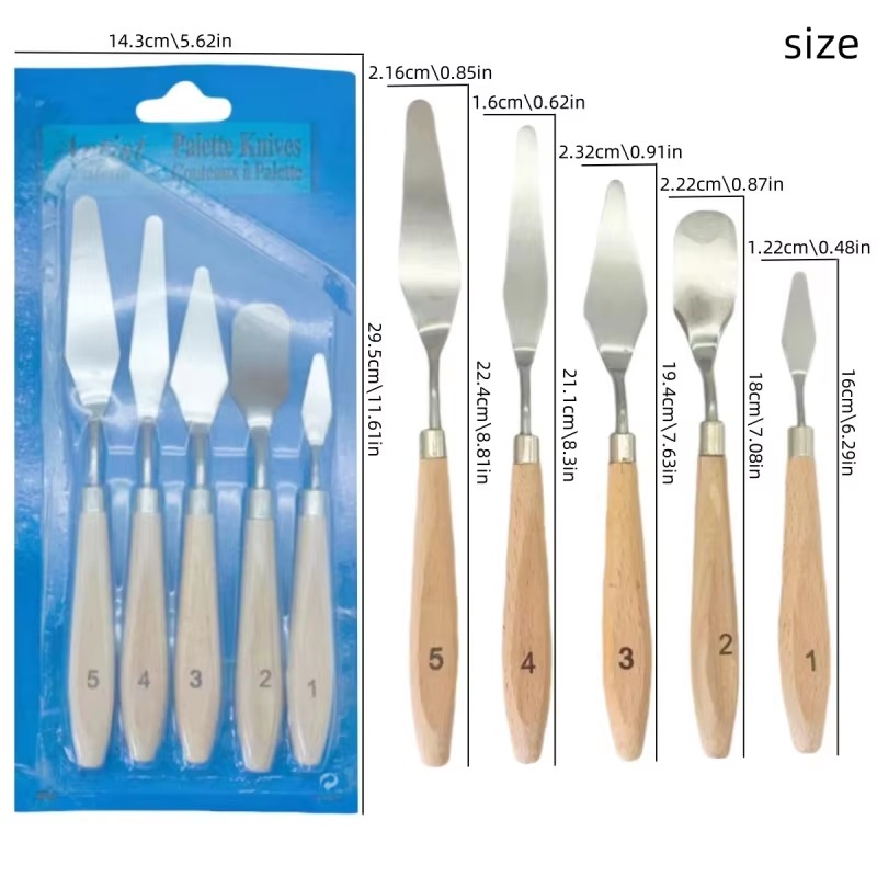 5Pcs Wooden Handle Painting Pa - огляд і ціна Metallic Paint Set